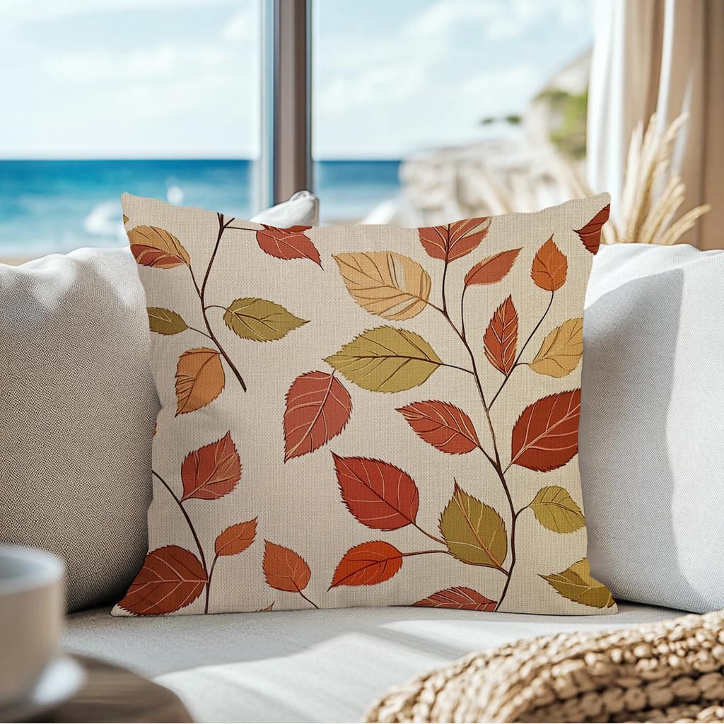 45X45Cm Maple Leaves Pillowcase Imitation Of Linen Cushion Case 100% Polyester Living Room Bedroom Sofa Home Room Decoration