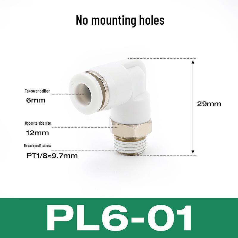 Premium White Male Thread Elbow PL8-02 Pneumatic Connector, 4-M5/6-01/10-03/12-04 Air Tube