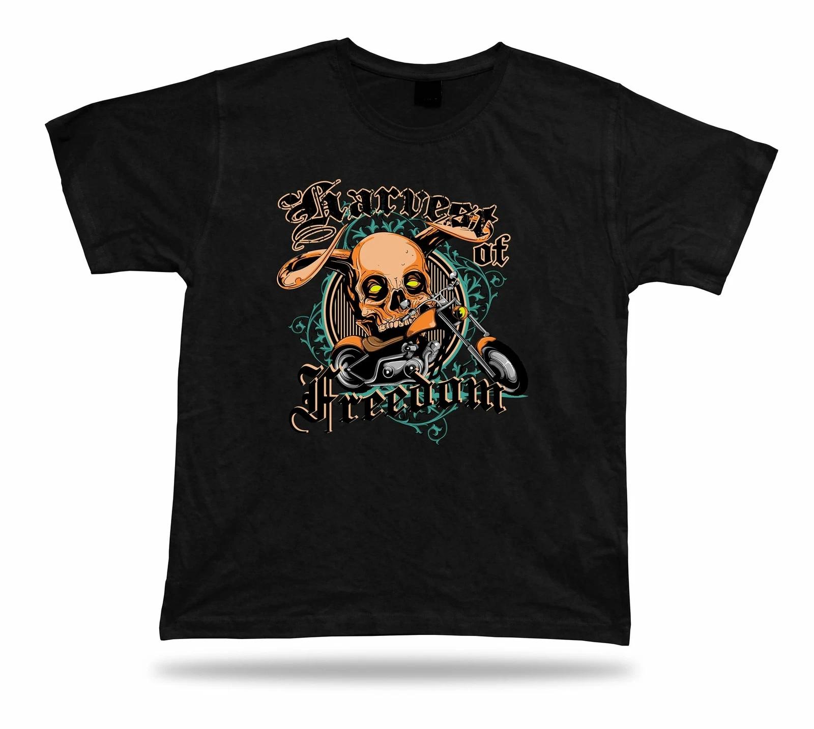 Tshirt Tee Shirt Birthday Gift Idea Harvest Freedom Bike Skull Evil Motorcycle 4XL