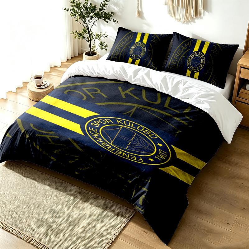 Fenerbahce 3pc Duvet Cover Set Simple Modern Bedding Set Wrinkle Resistant Soft Fabric All Season Use a perfect gift