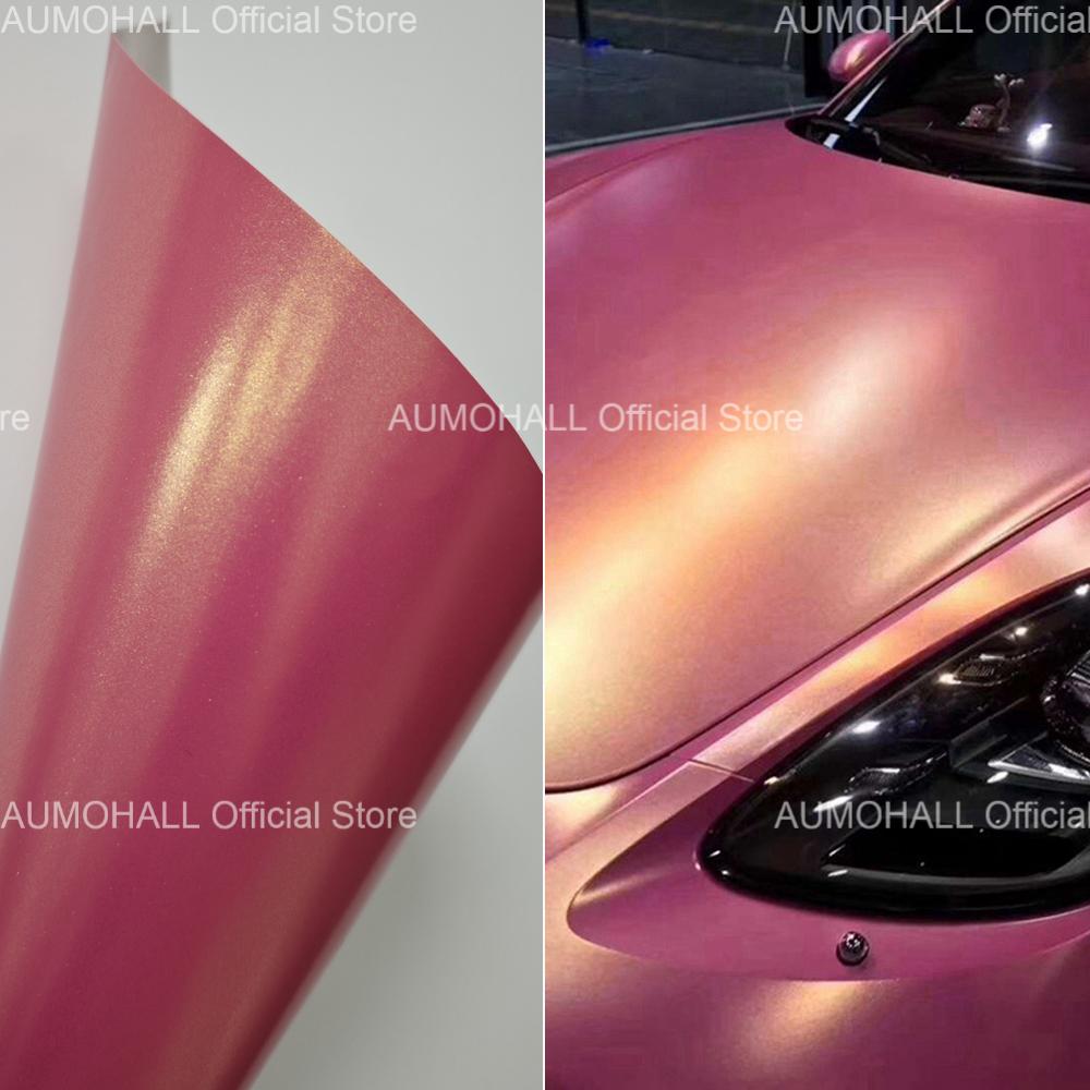 75x152cm Goldsands Glitter Pink Vinyl Wrap for Motorcycle Car Interior, Matte Films Small Sheet Decals Roll