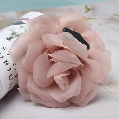 Pinzas para el pelo de flor de rosa de organza para mujeres y niñas, pinzas para el pelo de corsage suave para coleta, accesorios para el pelo de moda