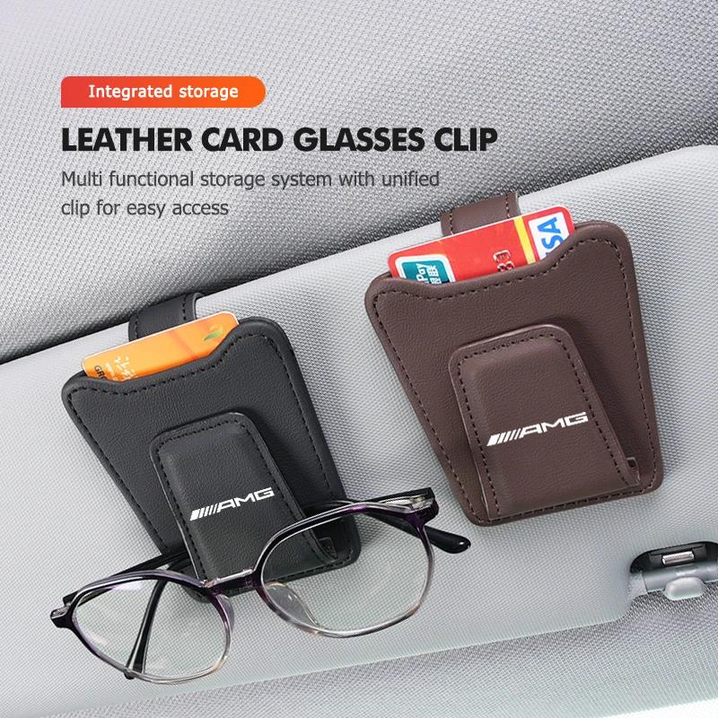 Magnetic Car Sun Visor Glasses Holder Ticket Card Hanging Clip For Mercedes Benz AMG C180 C300 W124 W176 W177 C200 C260 GLC CLE BF1