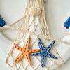 13" Nautical Wooden Wall Art with Hemp Rope Coastal Beach Theme Wall Hanging Ornament with Shells Starfishes for Home Bathroom Living Room Bedroom