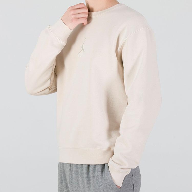 Air Jordan Heritage Fleece Crew Sweatshirt With Embroidered Logo Men Sweatshirt Beige DO2308-104