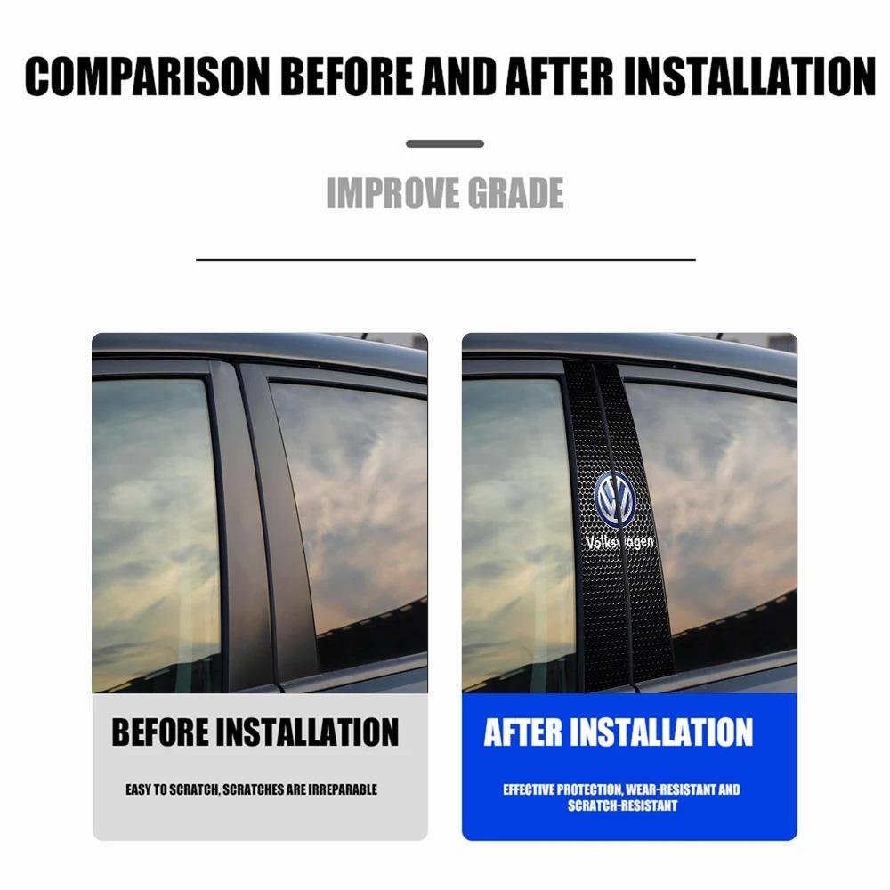 2pc Car B-Pillar Center Column Cover PET Decals Accessorie For VW GTI Polo Golf Passat Scirocco Tiguan Jetta T-ROC Touareg Taigo RA1