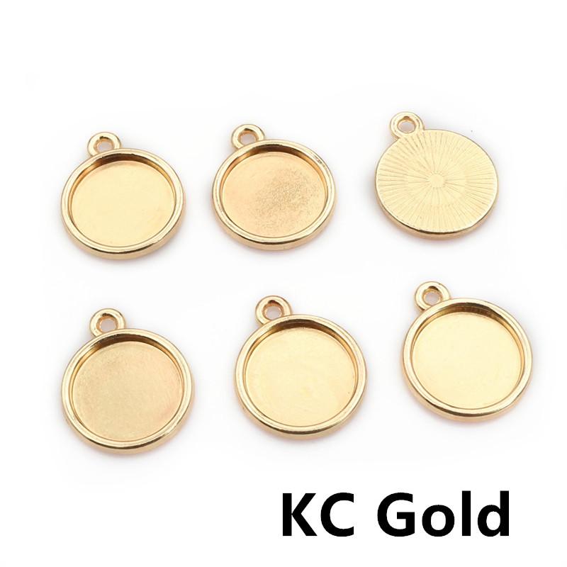 8mm 10mm 12mm Inner Size Classic 7 Color Plated One Sided Single Hanging Simple Style Cabochon Base Setting Pendant