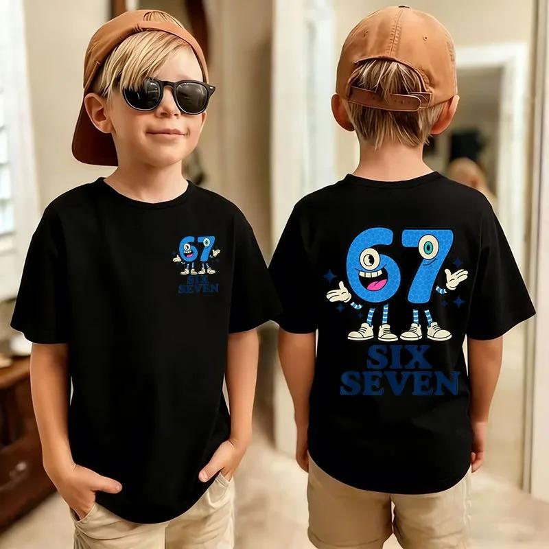 Cute Funny Six Seven Italian Brainrot 67 Number Graphic Print TShirt BoyGirl Summer Short Sleeved Kids Comfortable Tshirt Top