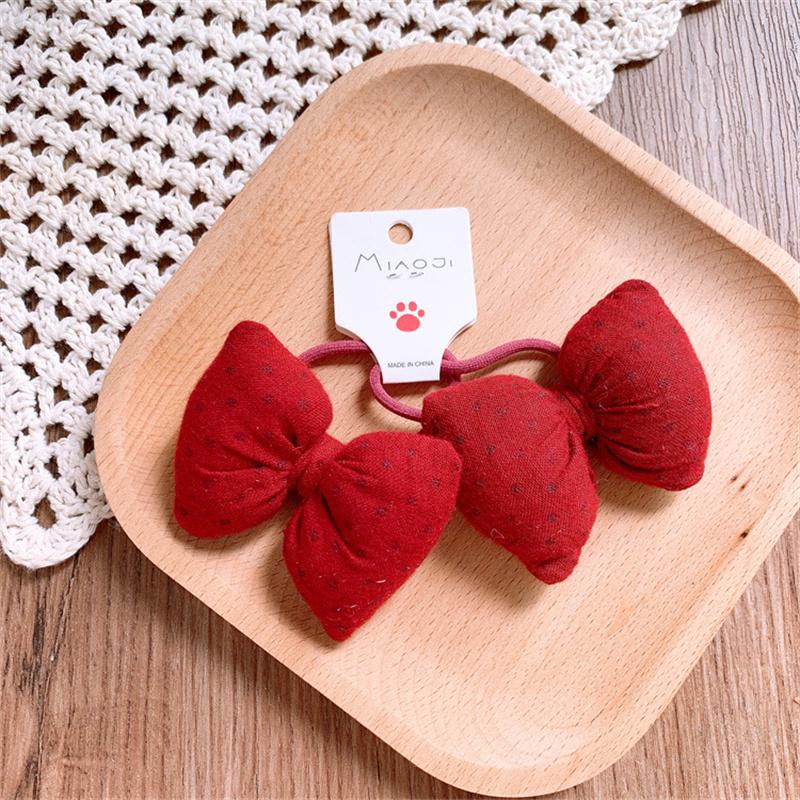 Süßes Rotes Kawaii Schleife Haargummi Ring Kinder Geschenk Baby Mädchen Kind Elastisches Haar Gummiband Accessoires Kopfschmuck Kopfbedeckung Ornament