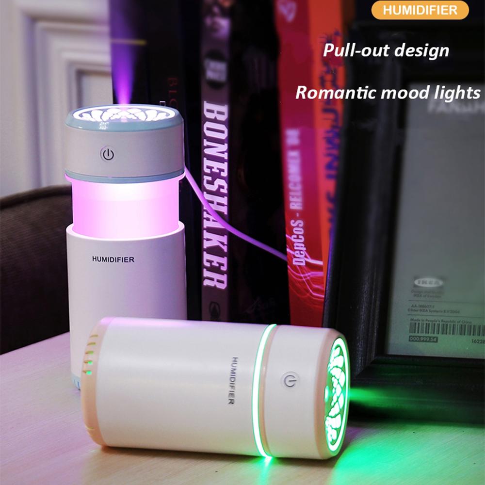 Creative Pull-out Design Air Humidifier With Led Lights Ultrasonic Cool Mist Maker Air Purifier For Car Mini Usb Aroma Diffuser