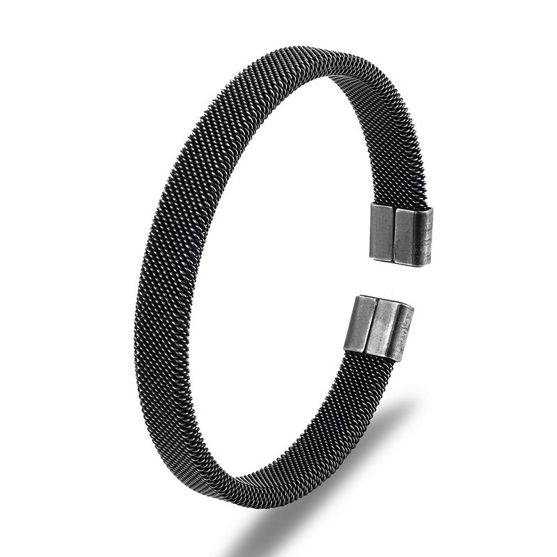 Men Vintage Black Bangle Stainless Steel Cuban Cuff Bracelets Hand Wristband Jewelry Friends Gifts Accessories