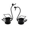 2Pcs Couple Swan Candle Holder Candelabra Elegant Nordic Style Crafts Stand Candlestick