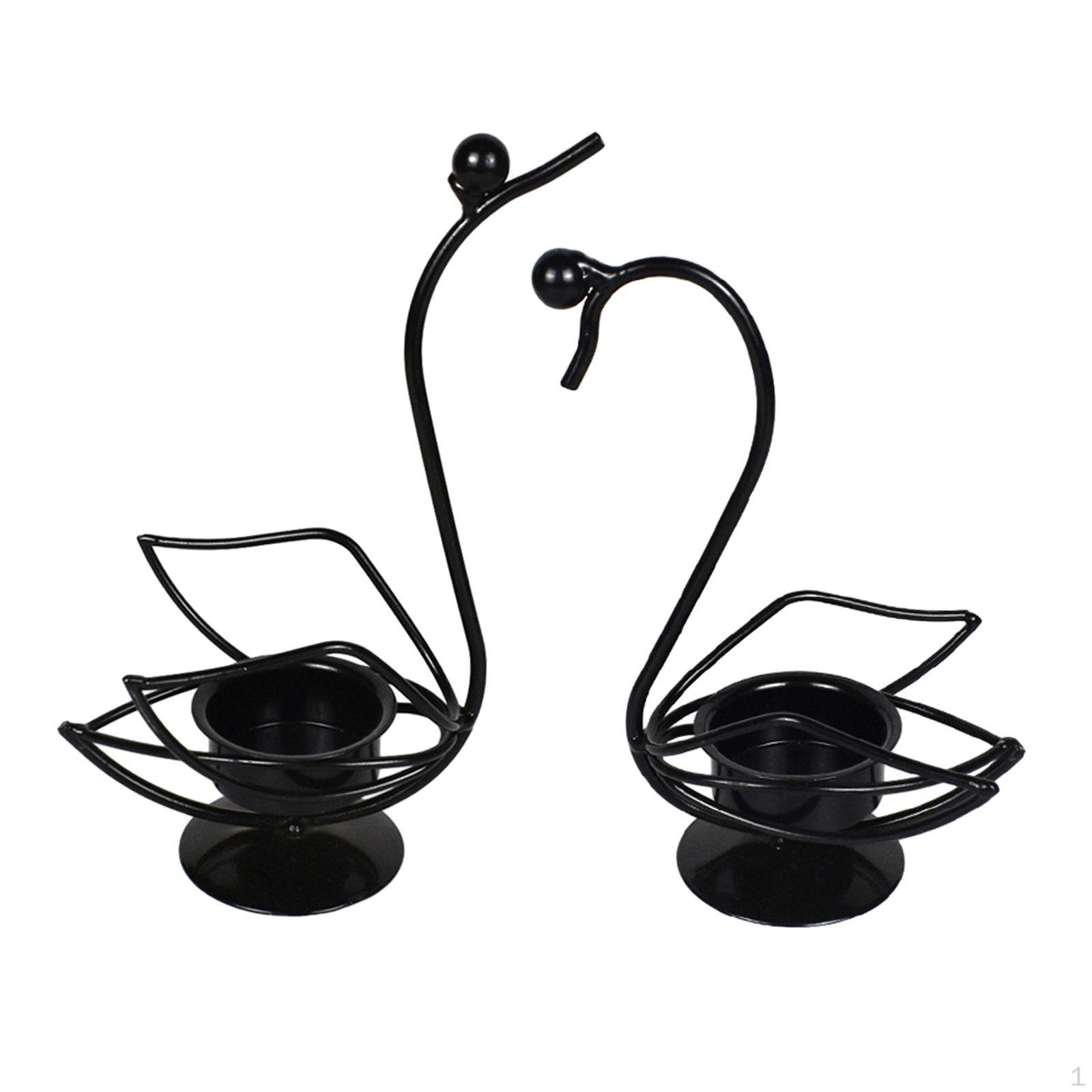 2Pcs Couple Swan Candle Holder Candelabra Elegant Nordic Style Crafts Stand Candlestick