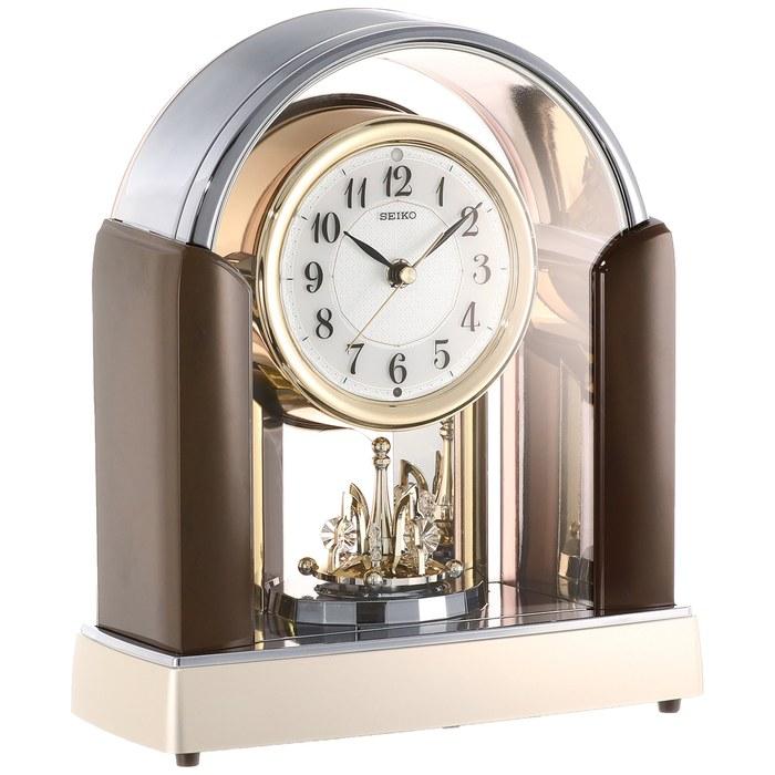 Seiko Clock Table Clock Standard Radio Clock Twin Pa Dark Brown Marble Pattern Gloss Finish BY238B SEIKO 288x250x126mm