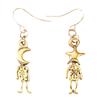 1 Pair Versatile Bohemian Earrings with Moon and Star Carved Pendant Design for Stylish Women Fashion Dangle Ear Studs