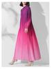 Middle Eastern Style Women's Gradient Robe Dress, Semi-High Neck, Plus Size, High-End Bud Skirt.