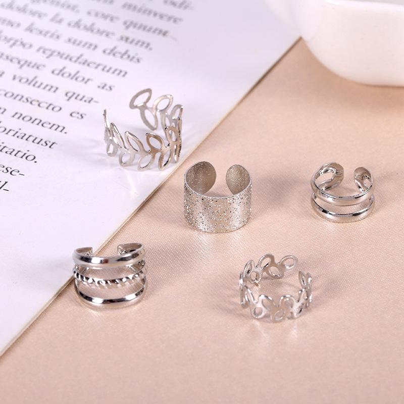 Creative Ear Cuff Set: Five-Piece Fashionable Solid-Color Clip Collection