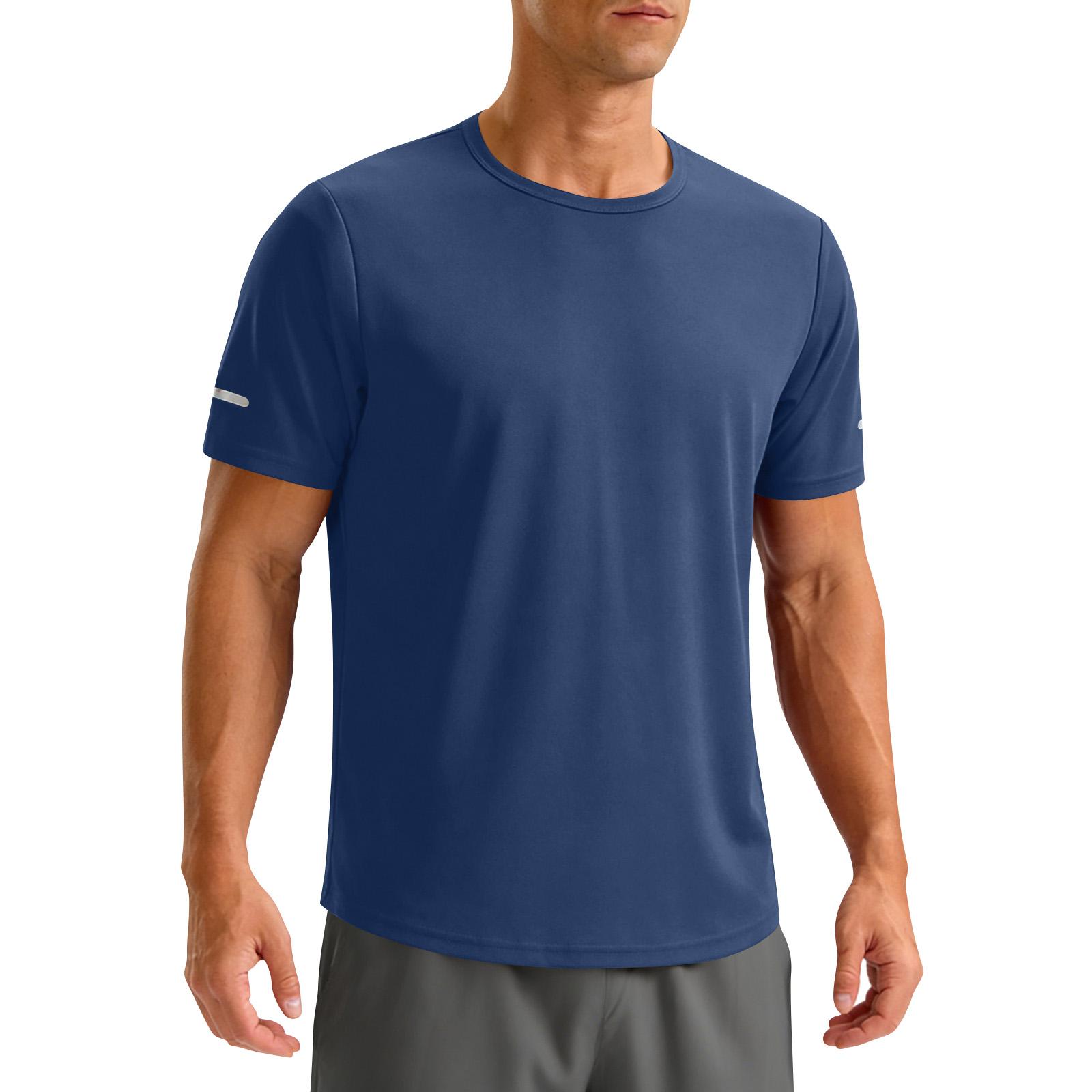 

Men s Round Neck T-Shirt. Men s Outdoor Sports And Fitness Top S синій