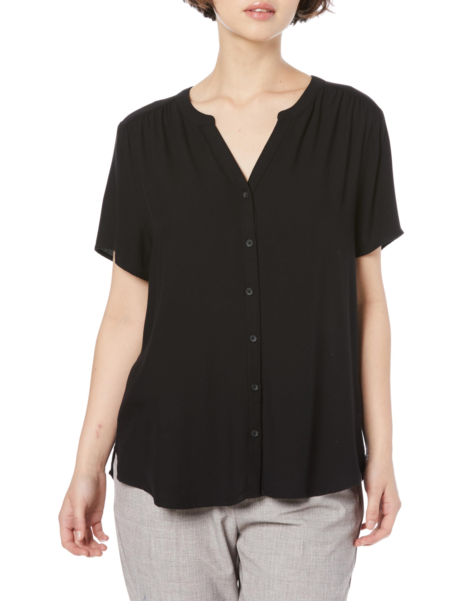 

Woven Short L [Amazon Essentials] Blouse, Sleeve, Women s, Black, чёрный