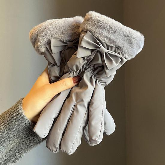 Women Waterproof Ski Gloves Windproof Fleece Lined Thermal Touchscreen Gloves Winter Warm Gloves with Fuzzy Cuffs for Snowboarding Hiking Snowmobiling