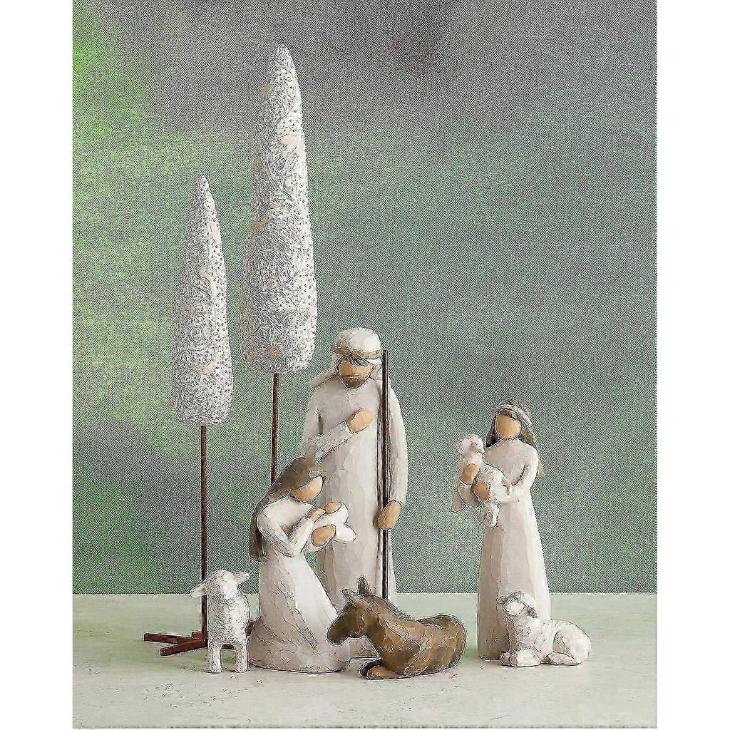 Willow Tree Nativity Scene Figurine Set, Hand-Carved Resin Figures, Heartwarming Christmas Decoration Gift