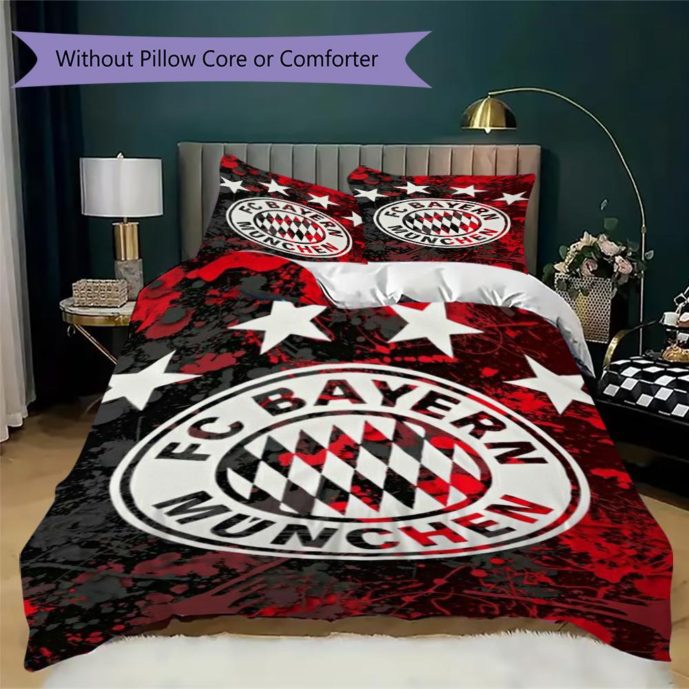 Set Copripiumino Trapuntato con Fantasia FC Bayern Monaco Copripiumino Federa Decorazione per la Casa Regalo di Compleanno (1 * copripiumino + 2 * federe senza imbottitura)45