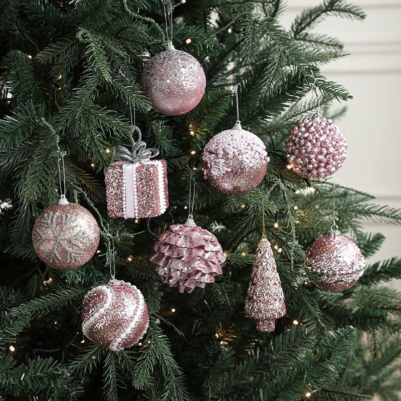 Weihnachtsbaumschmuck Glitzerkugel Rentier Schneeflocken Anhänger Weihnachtsbaumdekorationen Neujahrsparty Deko Navidad