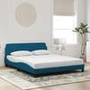 VidaXL Bed Frames with Headboard, Upholstered Bed with Slatted Base, Double Bed with Bedroom Footboard, Blue 373216