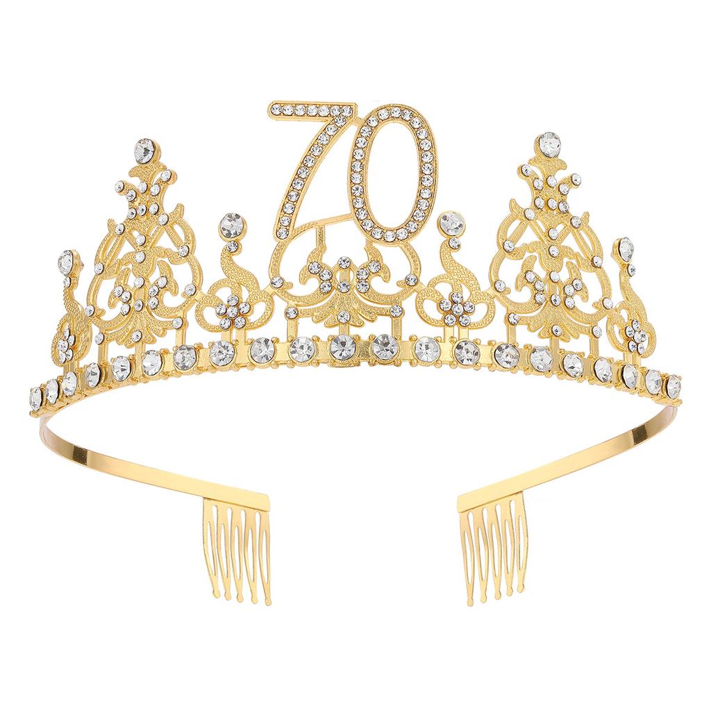 Fashion Alloy Digital Crown With Diamond Tiara 18Th Birthday Party Pearl Alloy Headband