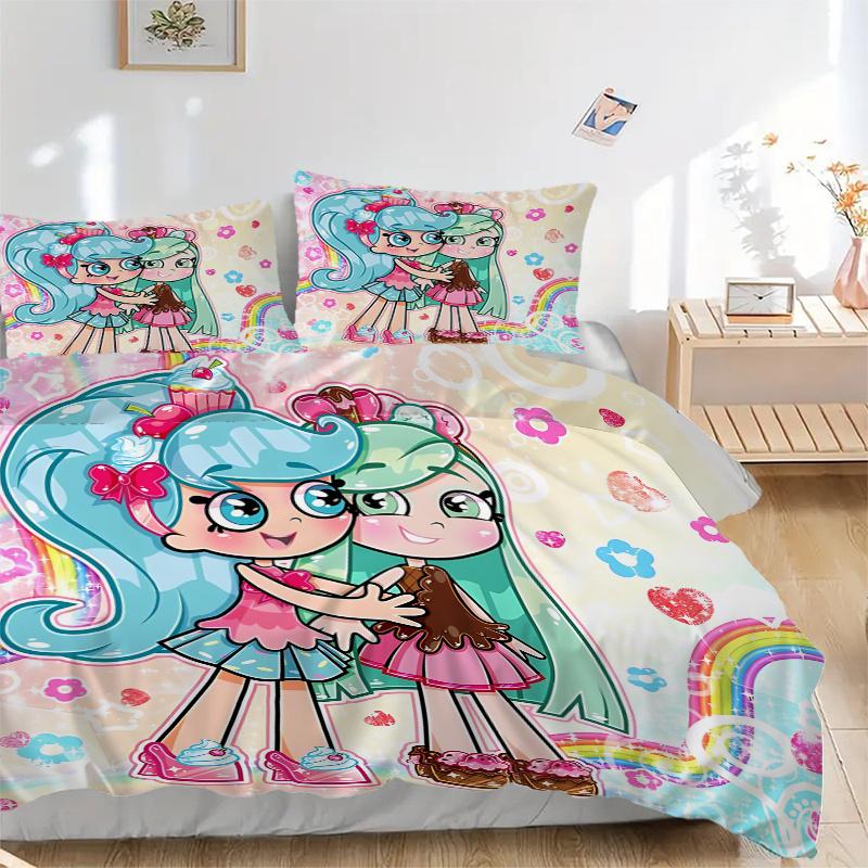 

3pcs Shopkins Rainbow Heart Floral Bedding Set-Universal Three-Piece Suit for Bedroom, Guest Room, Living Room, Hotel, Festive Gift, Suitabl 135x200cm