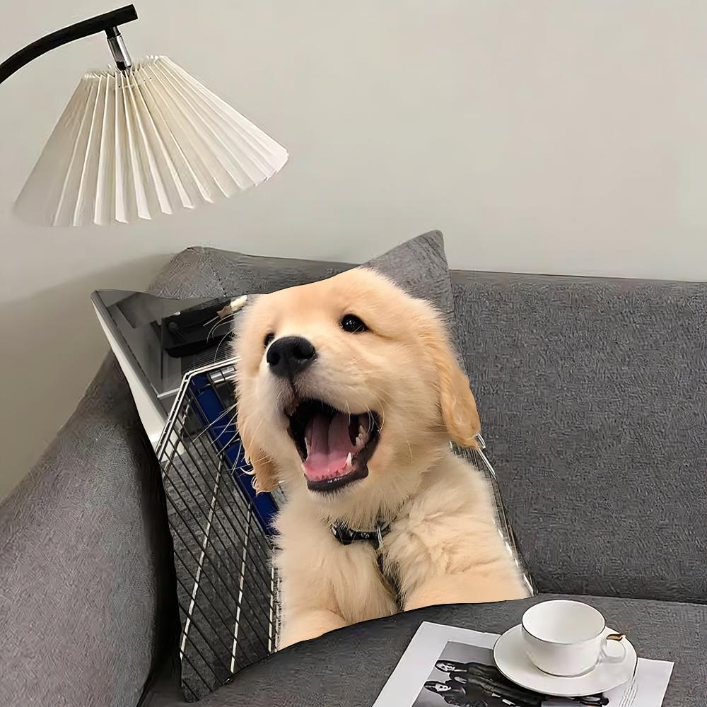 Cute Pet Animal Cushion Cover Reversible Plush Pillow Cover – For car, sofa, bedroom, perfect as a gift.