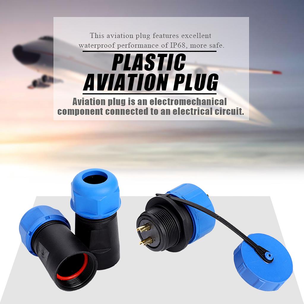 21 IP68 2Pin Waterproof Plastic Aviation Plug Socket Cable in line Connector( 2Pin)