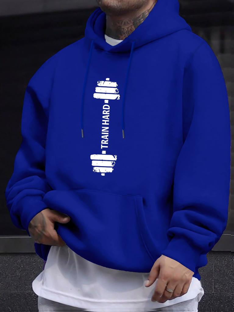 Fitness Dumbbell Theme Kids Hip Hop Sports Hooded Sweatshirt,vintage Dumbbell Text Graphic,comfy Loose Fit for Casual Sports Outing.