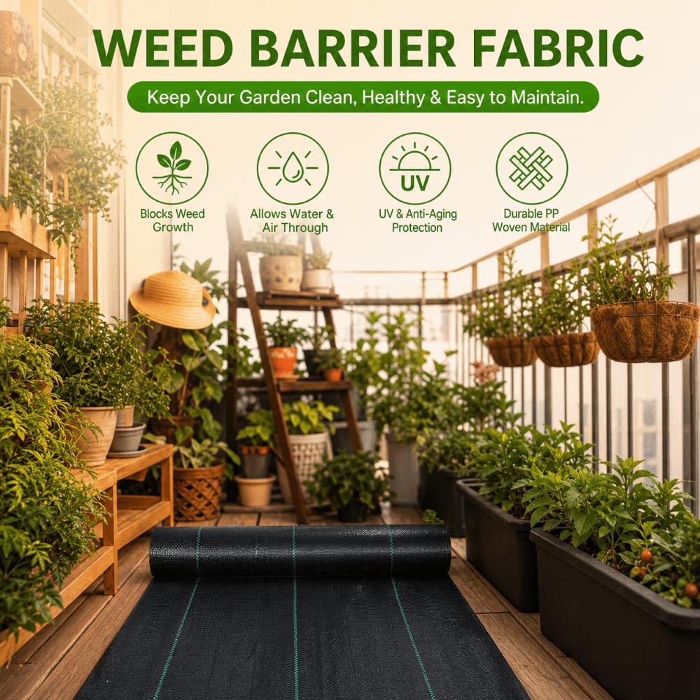 Polypropylene Weed Barrier Fabric Black Woven Grow Mulch Film  Driveway Control