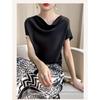 Fashion Women Satin Thin Temperament Collar Tops Short Sleeve Stacked Spring Summer New Versatile T-shirt Foreign Style
