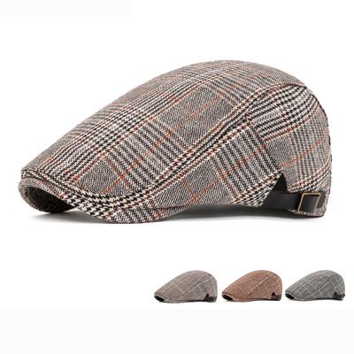 Karierte Kappe Herren Britische Baskenmütze Retro Schirmmütze Newsboy-Mütze