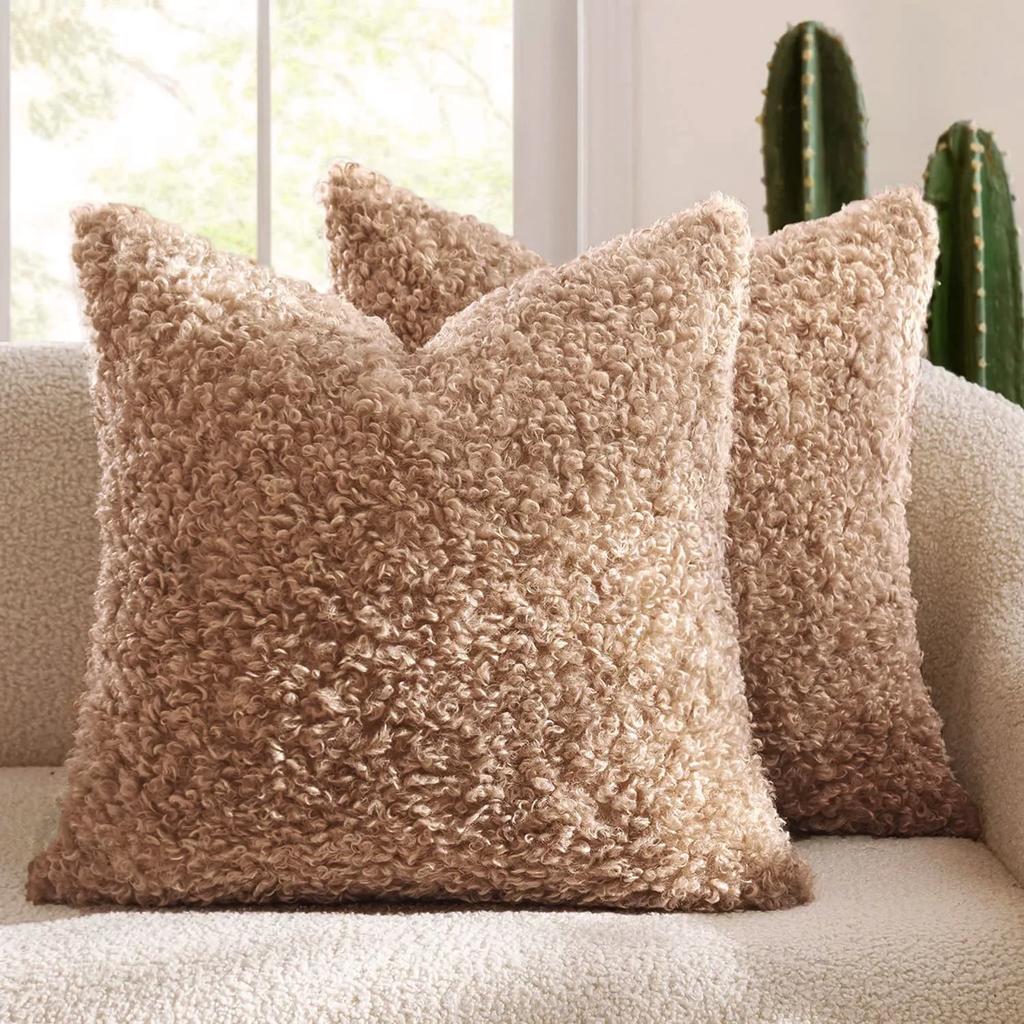 Housse d'oreiller en polaire d'agneau pelucheux Housse d'oreiller épaisse bouclée Teddy Housse d'oreiller douce Minimaliste Nordique Housse de coussin de canapé Décoration d'intérieur confortable
