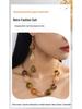 European Retro Holiday Style Two-Tone Acrylic Jewelry Set: Water Drop Earrings & Necklace
