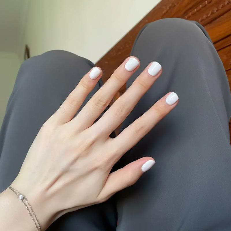 24Pcs Long Euro Square Acrylic Fake Nails Solid Burgundy Full Coverage Press On Removable False Nail Art