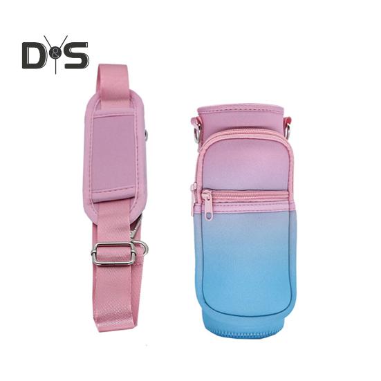 

Сумка для переноски бутылки с водой с карманом для телефона, неопреновый держатель для бутылки с водой с регулируемым ремешком, сумка-слинг для фляги, сумка на шнурке для скалолазания розовый зеленый