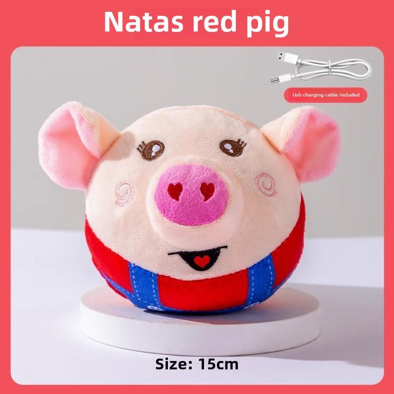 Dog Plush Pig Toy Electric Bouncing Ball Singing Bouncing USB Rechargeable Pet Cat Interactive Toy