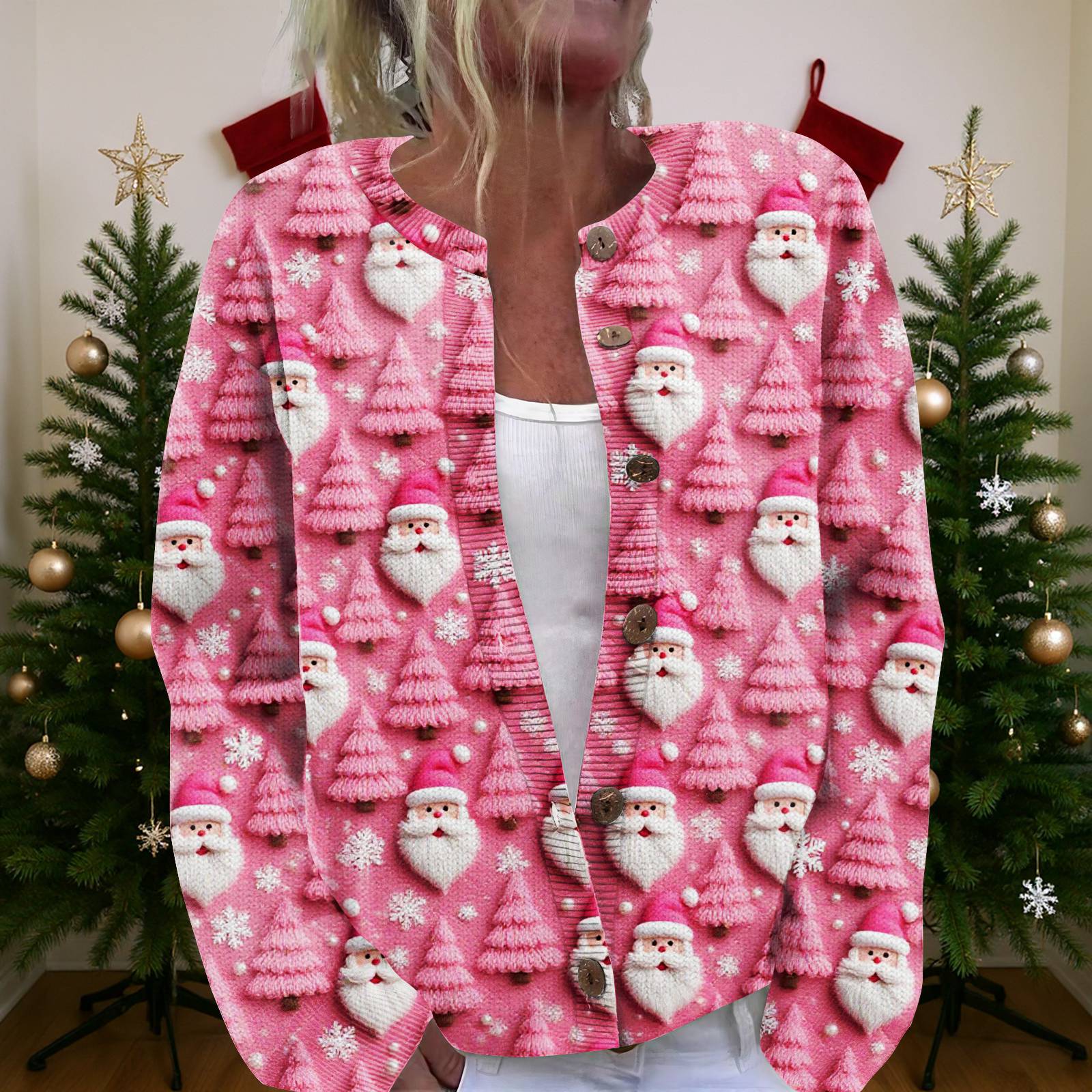 

Женский рождественский свитер Милый забавный рождественский свитер Осень и зима Свитер с длинным рукавом вязаный XL