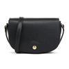 Logo Snap Closure Leather Saddle Bag Women Shoulder Bag Black 10253HYZ001