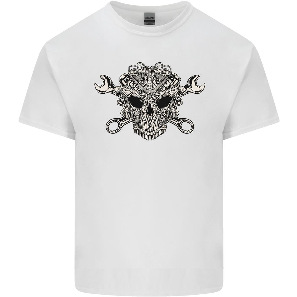 Engine Skull Mechanic Car Biker Motorbike Unisexs Light Cotton TShirt