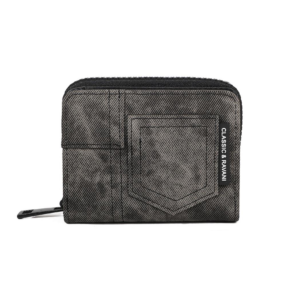 

Multiple Slots Cowboy Short Wallet Korean Style Mini Coin Purse Foldable Women Clutch Bag Women чорний