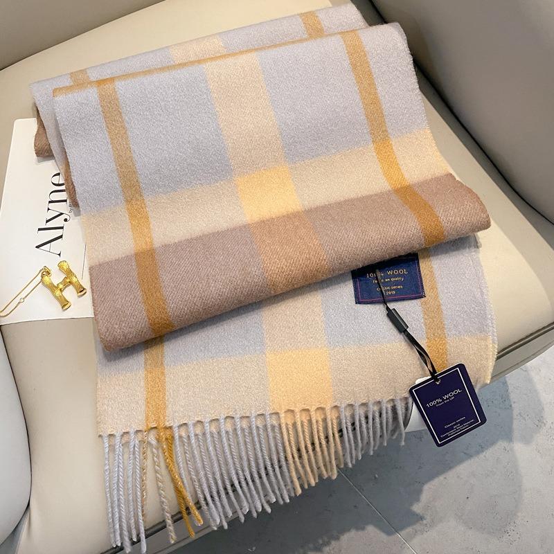 100 pure wool plaid scarf women's winter versatile men's warm couple scarf birthday gift