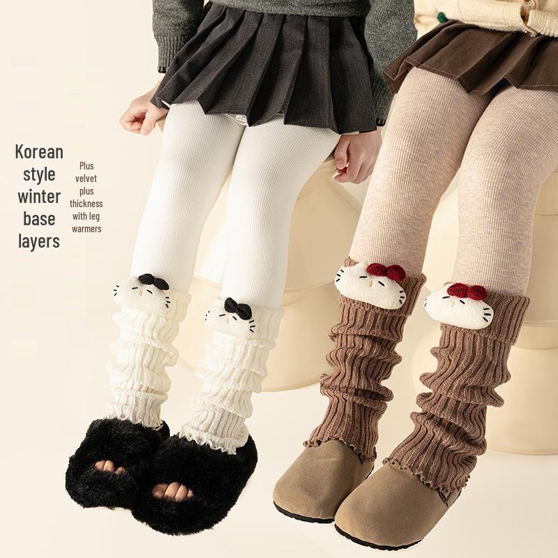 Kids' Winter Bow Cat Leg Warmers - Korean Style Over-the-Knee Socks for Girls