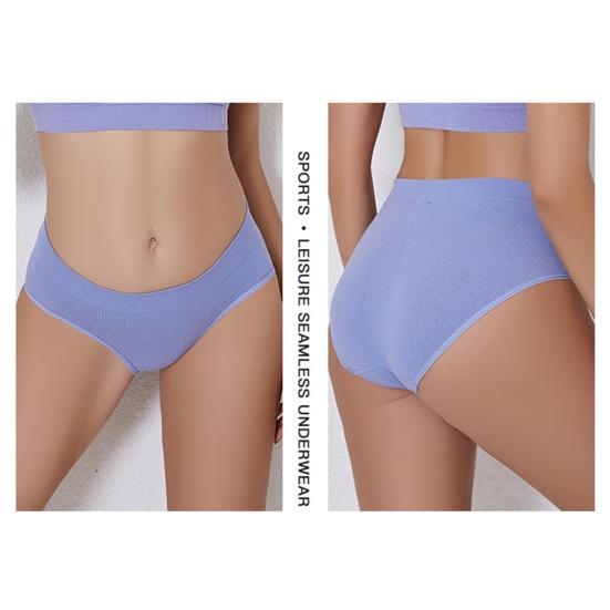 Women Panties Solid Color Elastic Mid Waist Seamless Thin Thread Soft Anti-septic Breathable Intimate Clothes Lady Underwear Briefs