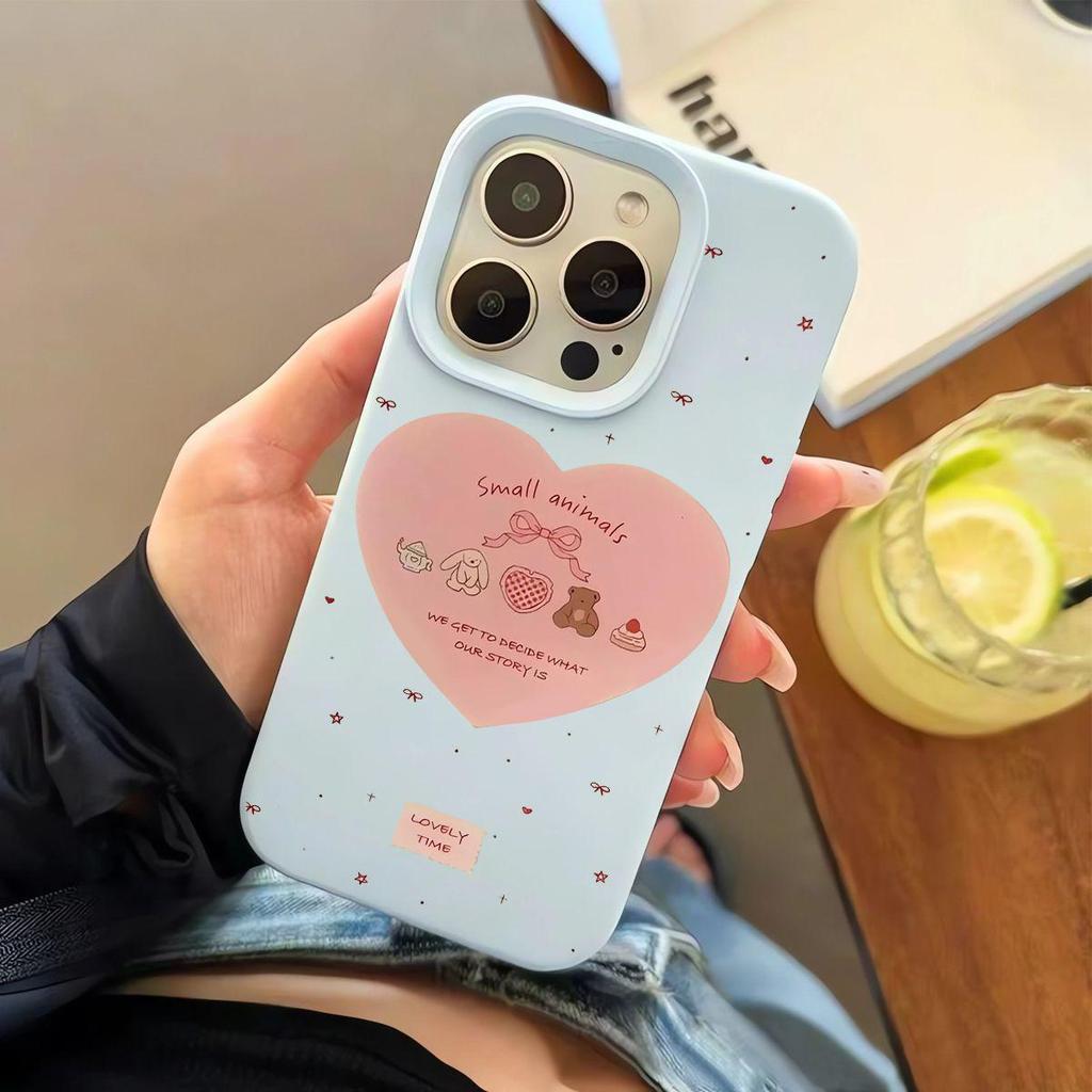 Adorable Heart & Rabbit Mochi Case for iPhone 17/16 Pro Max/15/14/13/12/11