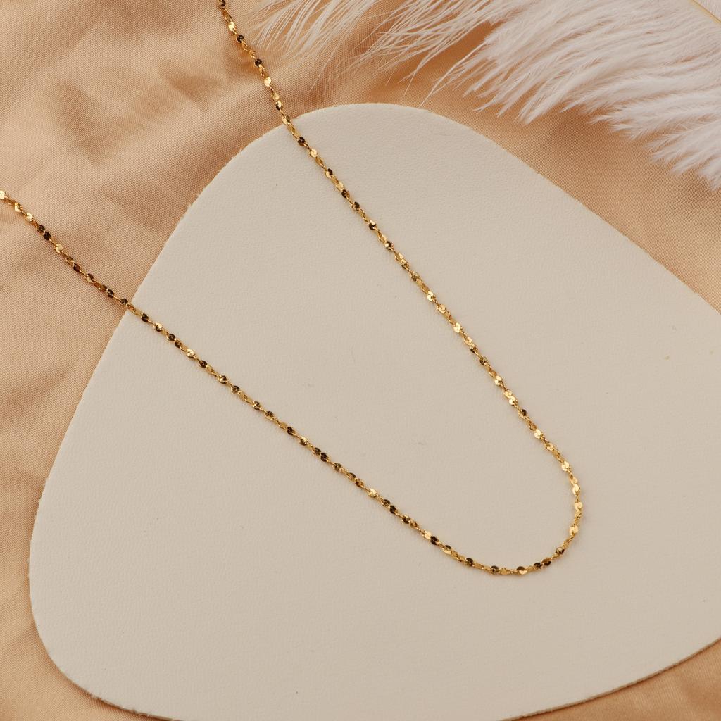18K Gold Plain Chain Necklace Women'S O-Shaped Chain Collarbone Chain Snake Bone Color Gold Titanium Steel Thin Single Chain Rose Gold No Pendant